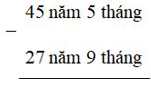 Bài tập Trừ số đo thời gian Toán lớp 5 có lời giải