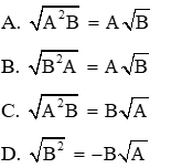 Trắc nghiệm Biến đổi đơn giản biểu thức chứa căn thức bậc hai có đáp án