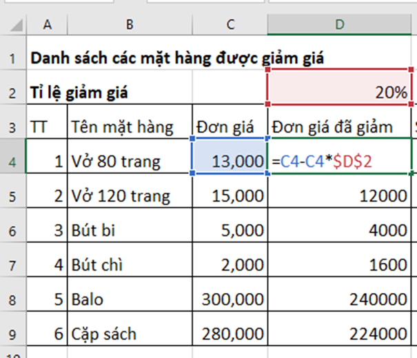 Hãy nhập dữ liệu và định dạng bảng tính như minh hoạ ở Hình 5.7 (ảnh 1)