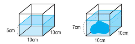 Tính thể tích của hòn đá nằm trong bể nước (ảnh 1)