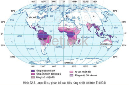 Đọc thông tin và quan sát hình 22.3, hãy xác định phạm vi phân bố