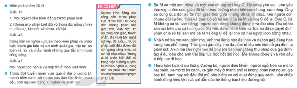 Công dân bình đẳng về quyền và nghĩa vụ pháp lí được thể hiện như thế nào