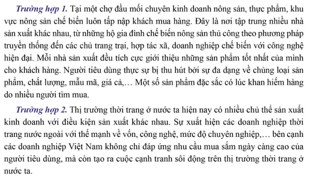 Em hãy cho biết những chủ thể sản xuất kinh doanh nào được nhắc đến