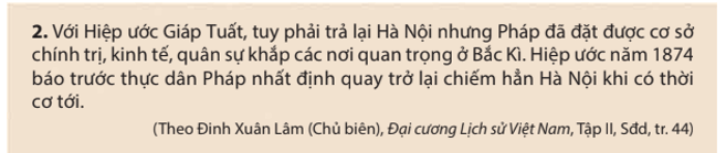 Khai thác tư liệu 2, em đánh giá thế nào về việc triều đình Huế kí Hiệp ước Giáp Tuất với Pháp?