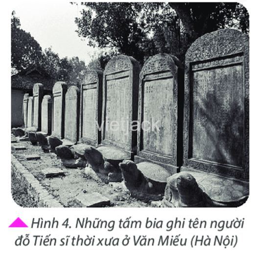 Em hiểu thế nào là tư liệu chữ viết? Vì sao bia Tiến sĩ ở Văn Miếu (hình 4) cũng được coi