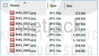 Em hãy quan sát hình sau và cho biết dung lượng của mỗi tệp