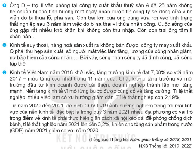 Qua các thông tin trên, em hãy cho biết thất nghiệp (ảnh 2)