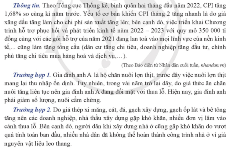 Từ thông tin 1, em hãy cho biết có những nguyên nhân nào dẫn đến lạm phát