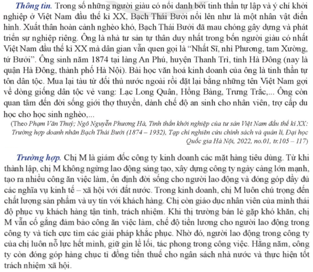 Em hãy nhận xét việc làm của các chủ thể được nhắc đến ở thông tin