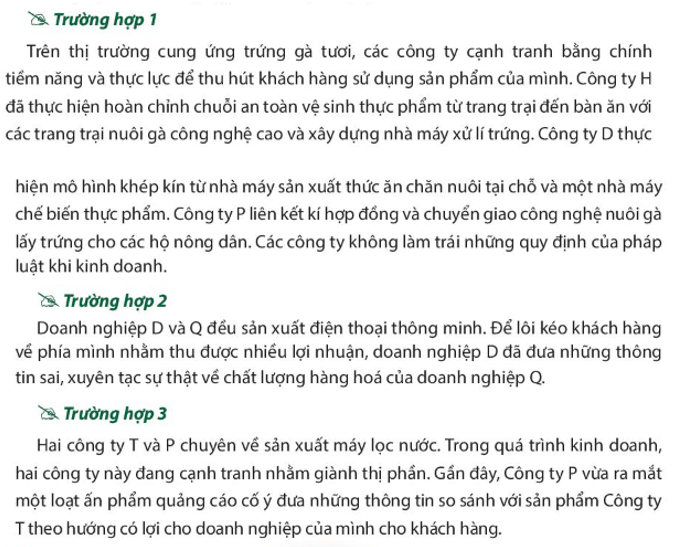 Em hãy nêu biểu hiện của cạnh tranh lành mạnh và không lành mạnh trong các trường hợp trên