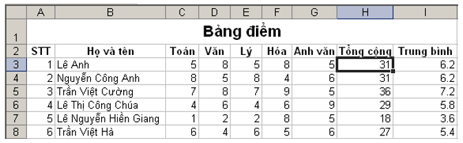 Đề thi Học kì 2 Tin học 7 có đáp án (Đề 2)