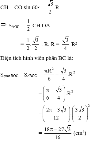 Trắc nghiệm Diện tích hình tròn, hình quạt tròn có đáp án