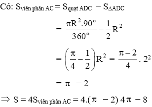 Trắc nghiệm Diện tích hình tròn, hình quạt tròn có đáp án