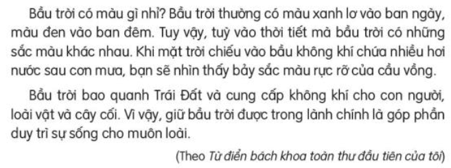 Đọc: Bầu trời trang 8, 9 Tiếng Việt lớp 3 Tập 2 | Kết nối tri thức