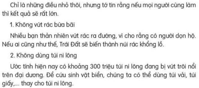 Đọc: Những điều nhỏ tớ làm cho Trái Đất trang 124, 125 Tiếng Việt lớp 3 Tập 2 | Kết nối tri thức