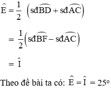 Trắc nghiệm Góc có đỉnh ở bên trong đường tròn. Góc có ngoài ở bên trong đường tròn có đáp án