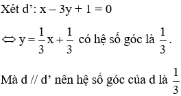 Trắc nghiệm Hệ số góc của đường thẳng y = ax + b có đáp án