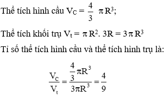 Trắc nghiệm Hình cầu. Diện tích mặt cầu và thể tích hình cầu có đáp án