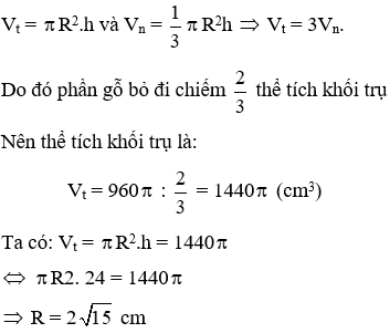 Trắc nghiệm Hình nón - Hình nón cụt - Diện tích xung quanh và thể tích của hình nón, hình nón cụt có đáp án