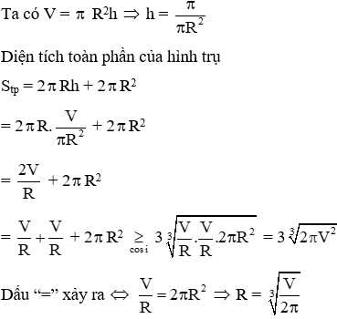 Trắc nghiệm Hình Trụ - Diện tích xung quanh và thể tích của hình trụ có đáp án