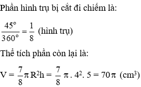 Trắc nghiệm Hình Trụ - Diện tích xung quanh và thể tích của hình trụ có đáp án