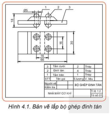 Hình 4.1 là một bản vẽ lắp Hãy quan sát và cho biết có những điểm khác biệt nào