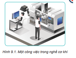 Quan sát Hình 9. 1 và cho biết: Người công nhân đang làm công việc gì trong nghề cơ khí?