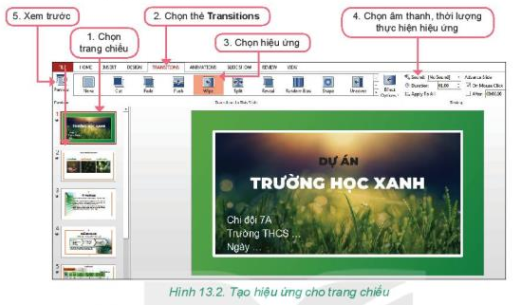 Tin học 7 Bài 13: Thực hành tổng hợp: Hoàn thiện bài trình chiếu | Kết nối tri thức (ảnh 4)