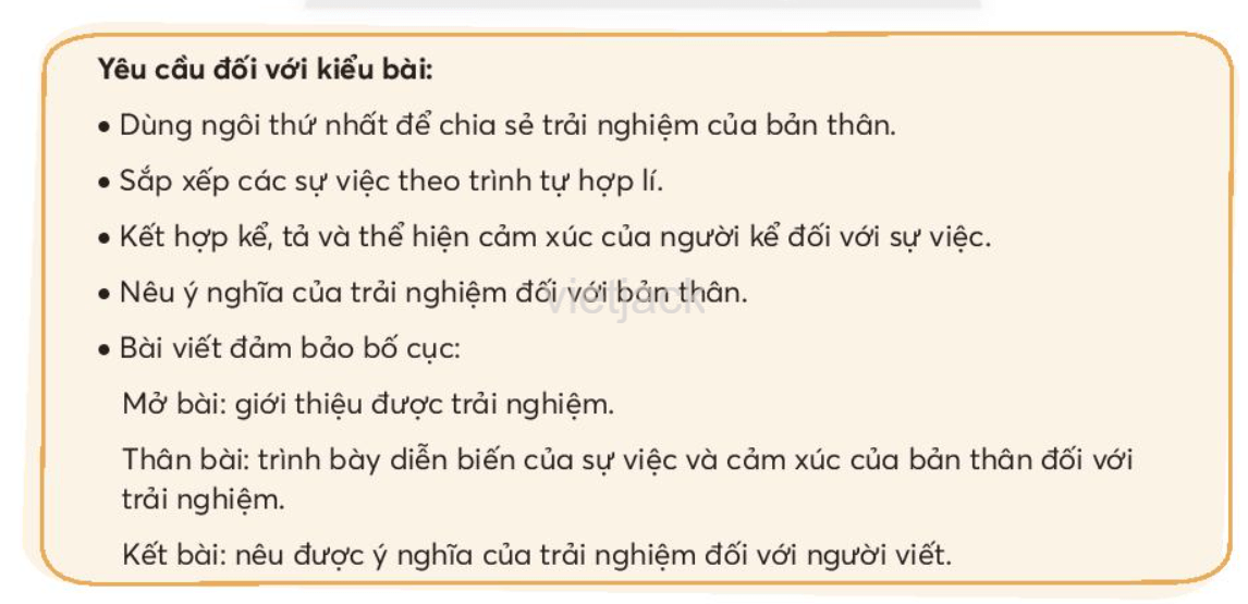 Kể lại một trải nghiệm của bản thân trang 75