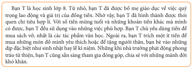 Bạn T đã quản lí chi tiêu của mình như thế nào