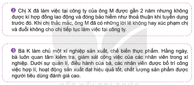 Các nhân vật trong trường hợp 2 và 3 đã thực hiện quyền và nghĩa vụ