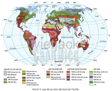 Quan sát hình 21.3, hãy cho biết ở nước ta có những nhóm đất nào