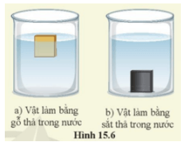 Thả hai vật hình hộp có kích thước giống nhau một vật bằng gỗ và một vật bằng sắt vào trong nước