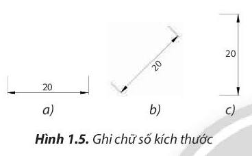 Cách ghi chữ số kích thước ở trường hợp nào trong Hình 1.5 là đúng?