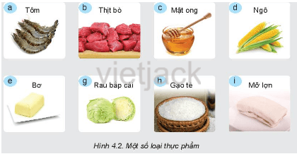 Sắp xếp các thực phẩm vào các nhóm sau: Nhóm thực phẩm giài chất tinh bột, chất đường và chất xơ