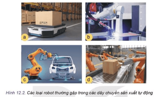 Hãy quan sát Hình 12.2 và chỉ ra các robot tương ứng với các tên gọi robot đóng gói