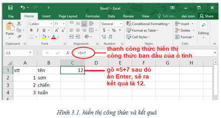 Lý thuyết Tin học 7 Bài 3: Thực hiện tính toán trên trang tính (hay, chi tiết)