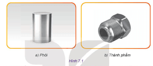 Quan sát Hình 7.1 và cho biết phương pháp gia công cơ khí nào cần sử dụng để có thành phẩm (b)