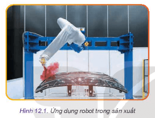 Quan sát Hình 12.1 và cho biết Cánh tay robot ở vị trí nào trong hình?