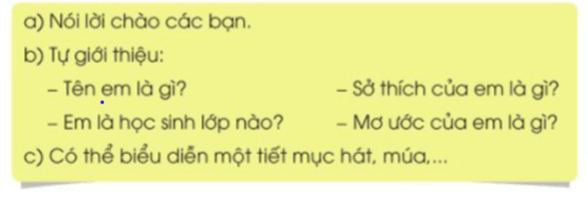 Nói và nghe Chào hỏi, tự giới thiệu trang 10 - 11