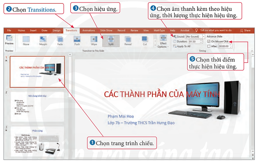 Lý thuyết Tin Học 7 Bài 12: Sử dụng ảnh minh hoạ, hiệu ứng động trong bài trình chiếu – Chân trời sáng tạo  (ảnh 1)