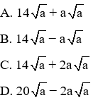 Trắc nghiệm Rút gọn biểu thức chứa căn thức bậc hai có đáp án