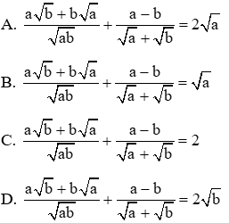 Trắc nghiệm Rút gọn biểu thức chứa căn thức bậc hai có đáp án