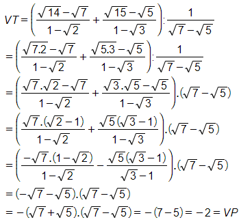 (2 căn 3 - căn 6 / căn 8 - 2 - căn 216/3).1/ căn 6 = -1,5 (ảnh 1)