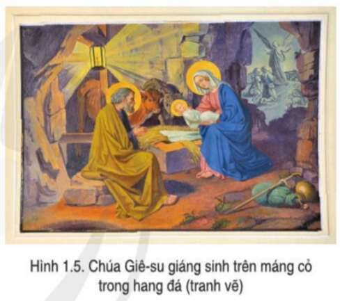 Đọc thông tin và quan sát hình 1.5 hãy trình bày sự ra đời của Thiên Chúa giáo và nêu biết của em về Chúa Giê-su. (ảnh 1)