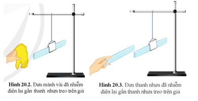 Chuẩn bị Một thanh nhựa, giá thí nghiệm, dây treo, mảnh vải khô