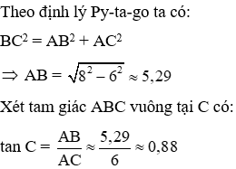 Trắc nghiệm Tỉ số lượng giác của góc nhọn có đáp án