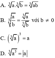 Trắc nghiệm Căn bậc ba có đáp án