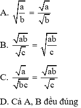 Trắc nghiệm Liên hệ giữa phép nhân và phép khai phương có đáp án
