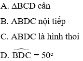 Trắc nghiệm Tứ giác nội tiếp có đáp án